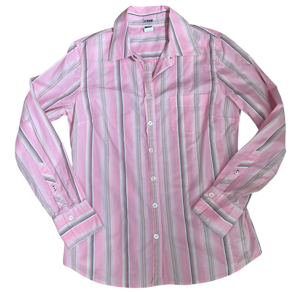 J Crew Classic Pink Poplin Cotton Button Down Slim Fit Sz M Collared Shirt Top - Picture 10 of 14